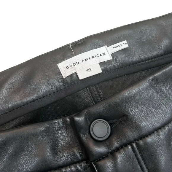 Good American Black Good Icon Faux Leather Cut Out Pants 18 - Picture 5 of 5